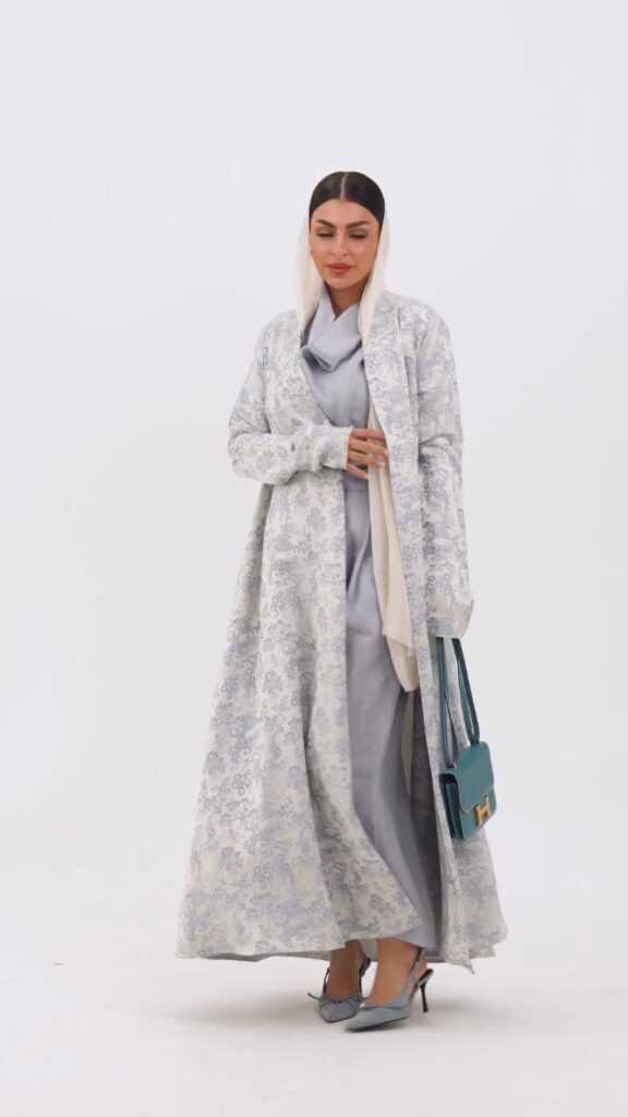 Elegant Embroidered Open Abaya & Inner Slip Set – Available in Midnight Black & Deep Earth Brown - Photo 10