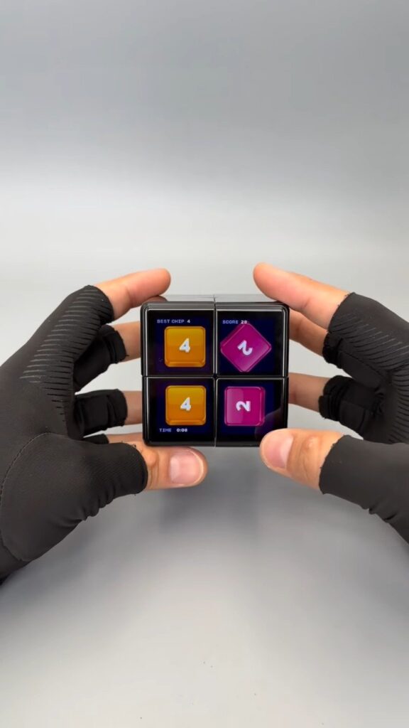 Folding Digital Puzzle Cube Toy with Touchscreen Display | Electronic Brain Teaser Fidget Puzzle for Kids & Adults - Photo 1